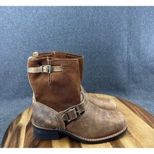 Vintage Distressed Moto Engineer Boots Brown Leather Suede MaxiTred Women's 7M